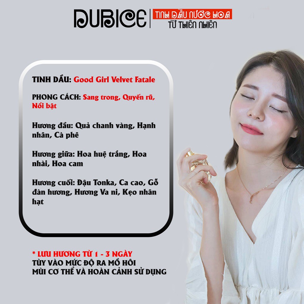 Tinh dầu nước hoa nữ Goodgirl Velvet Fatale thơm lâu từ 1 - 2 ngày dùng làm mỹ phẩm, xông phòng, khử mùi hàng cao cấp | BigBuy360 - bigbuy360.vn