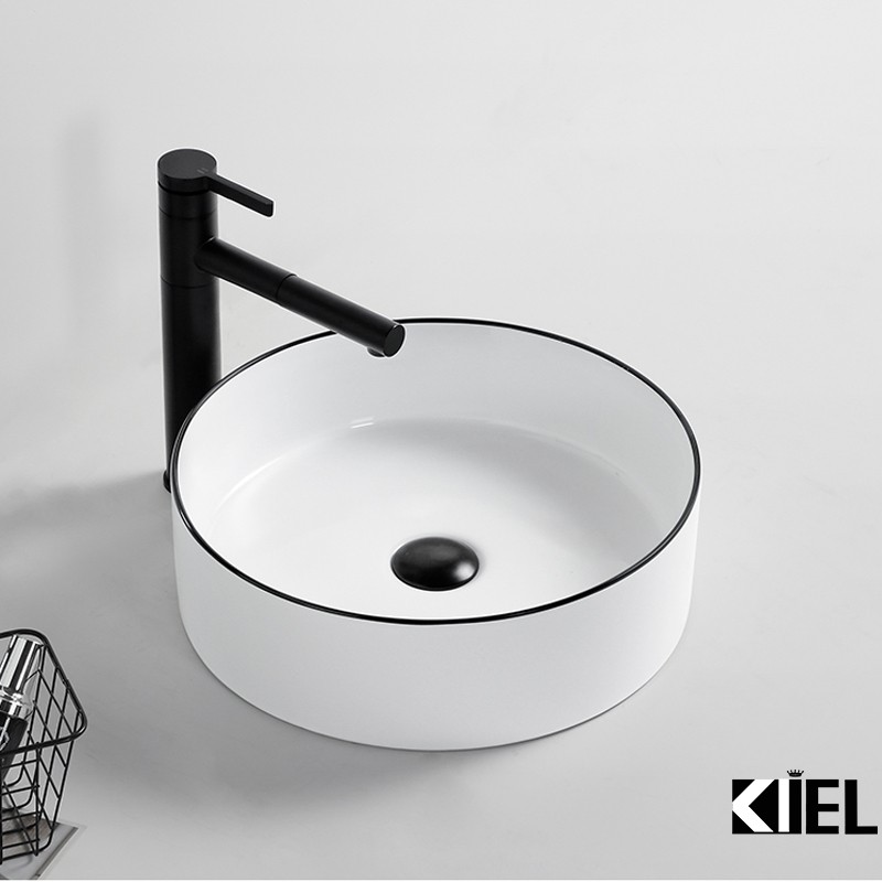 Chậu rửa mặt  lavabo  mép viền đen chính hãng bảo hành 10 năm chất men .