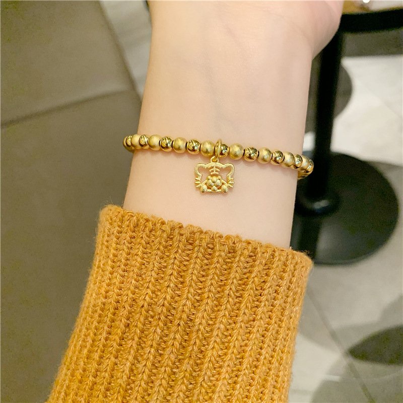 Lắc tay nữ kiểu bi mạ 18k hình mèo LB01