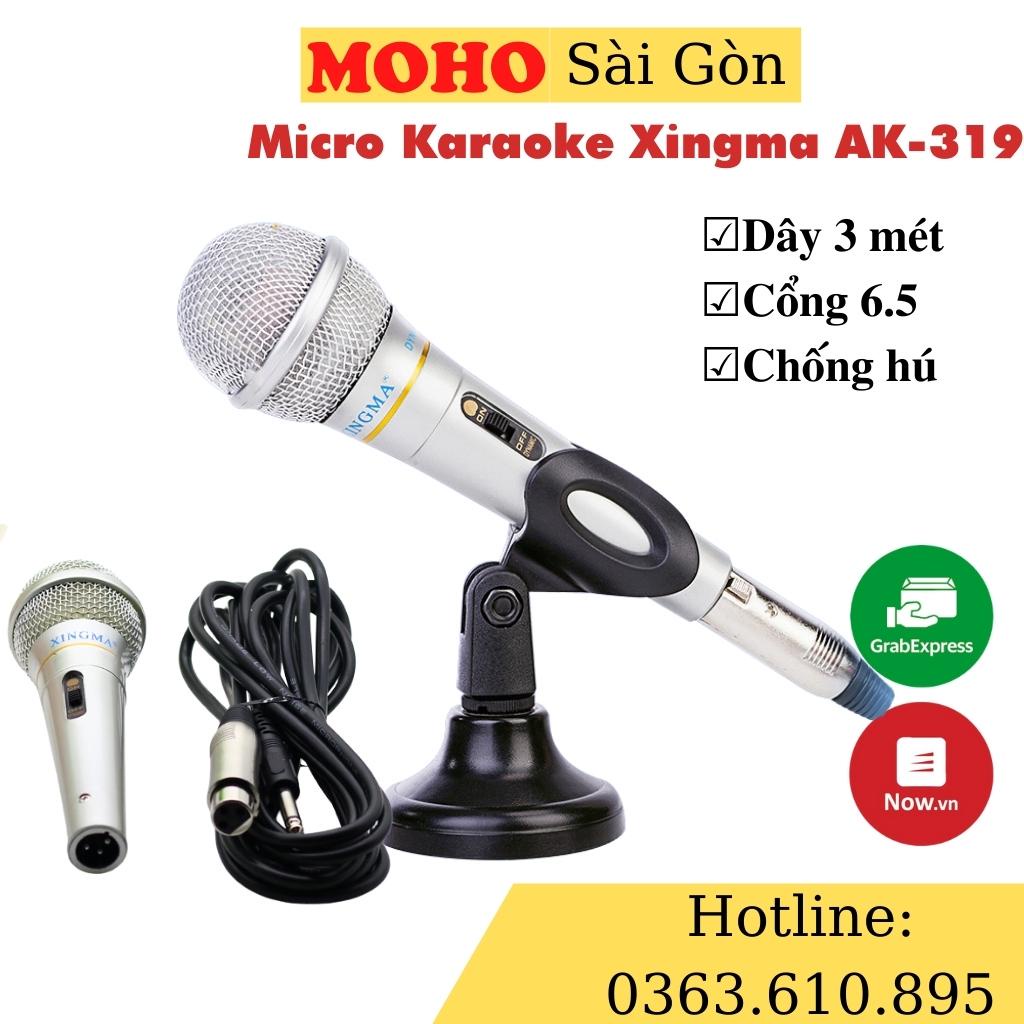 Mirco có dây chống hú XINGMA AK-319 cao cấp, Mic hát loa kẹo kéo, Giắc cắm 6.5mm, tương thích với mọi loại dàn karaoke