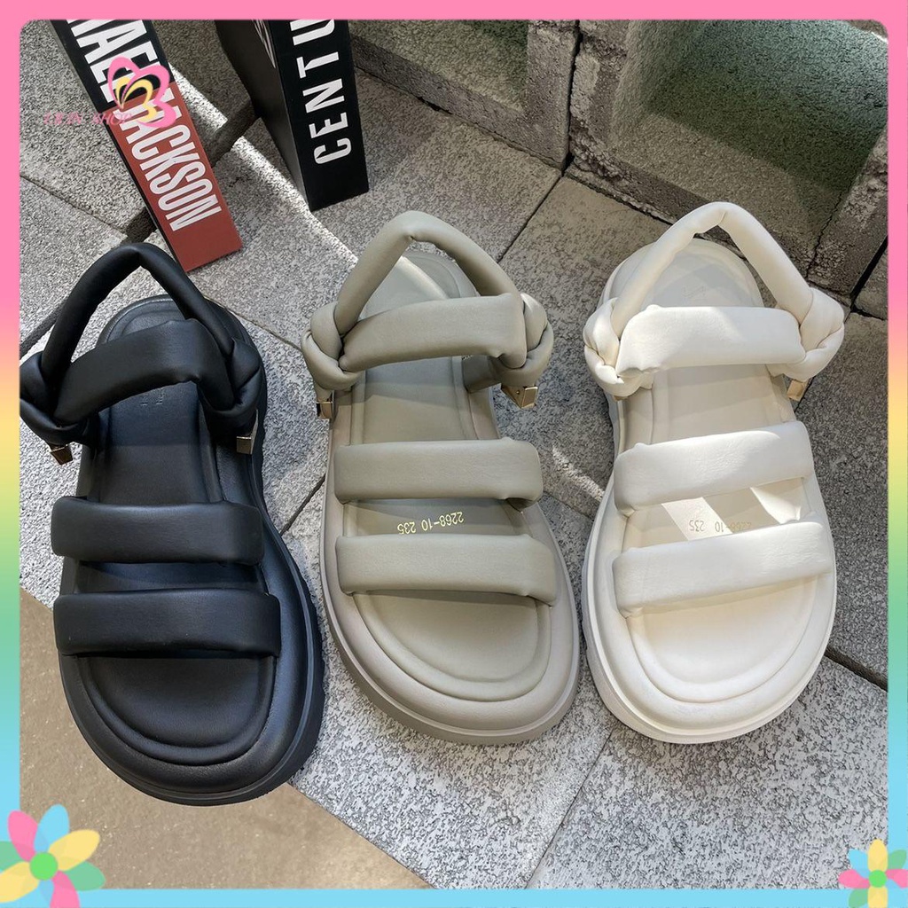 Giày Sandal Đế Dày Tăng Chiều Cao Phong Cách Pháp Thiết Kế Mới Thời Trang Mùa Hè Cho Nữ