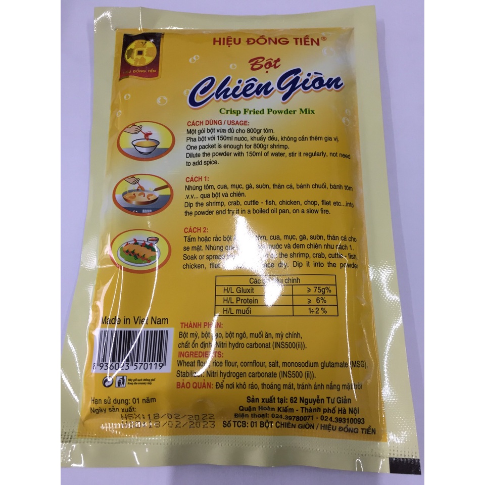 Bột chiên xù màu trắng / bột chiên giòn hòa nước - đồng tiền