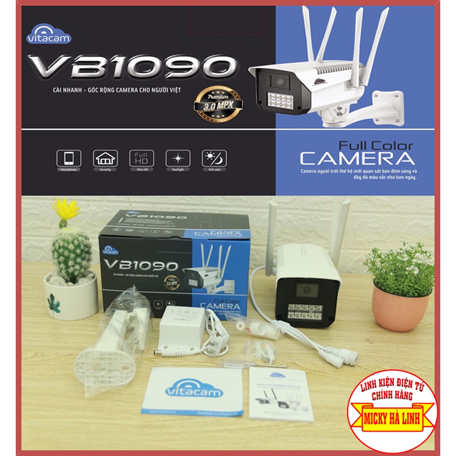 Camera Vitacam VB1090 - 3MPX ULTRA HD 2K, Full Color 10 Led. BH 2 Năm