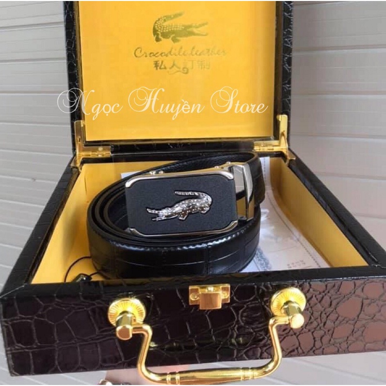 ⚡𝐇𝐀̀𝐍𝐆 𝐂𝐀𝐎 𝐂𝐀̂́𝐏⚡Thắt lưng nam da bò cao cấp mặt cá sấu da mềm bản to đẹp tặng kèm hộp gỗ sang trọng, lịch sự