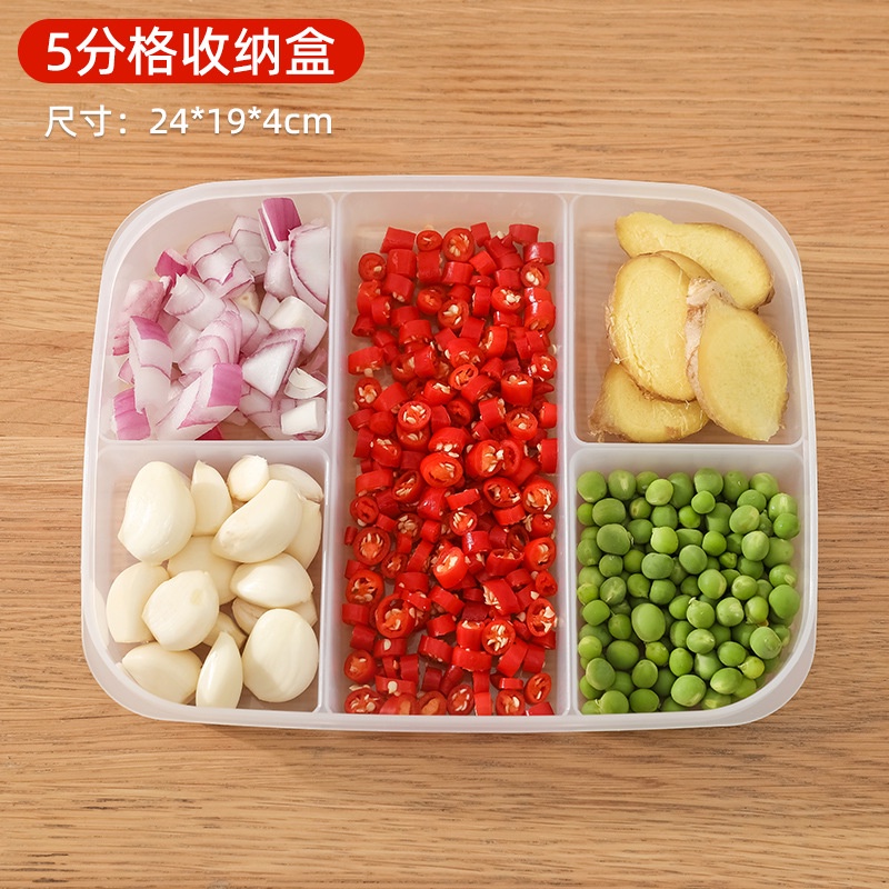 Hộp nhựa đựng thực phẩm chia ngăn để tủ lạnh có nắp Hộp để rau củ quả Khay đựng thức ăn bảo quản nguyên liệu tươi ngon