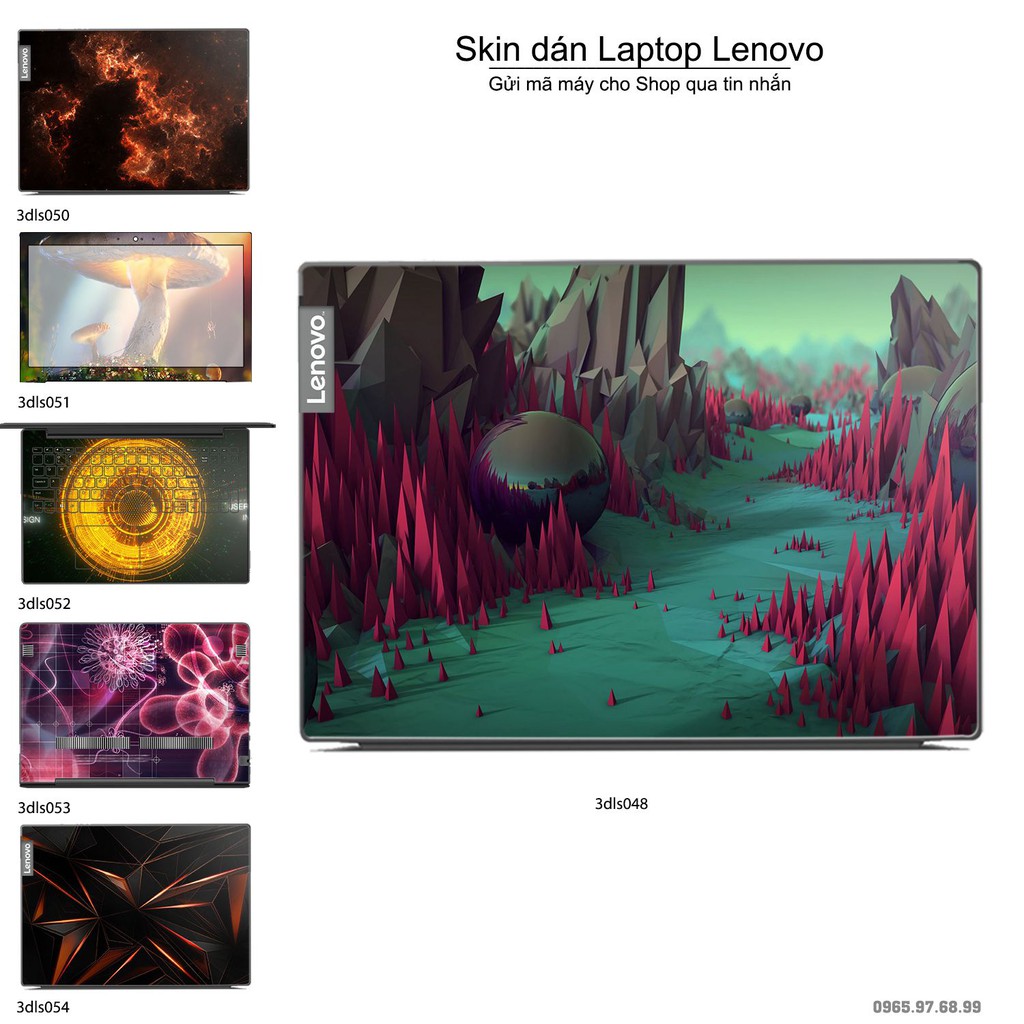 Skin dán Laptop Lenovo in hình 3Ds (inbox mã máy cho Shop)