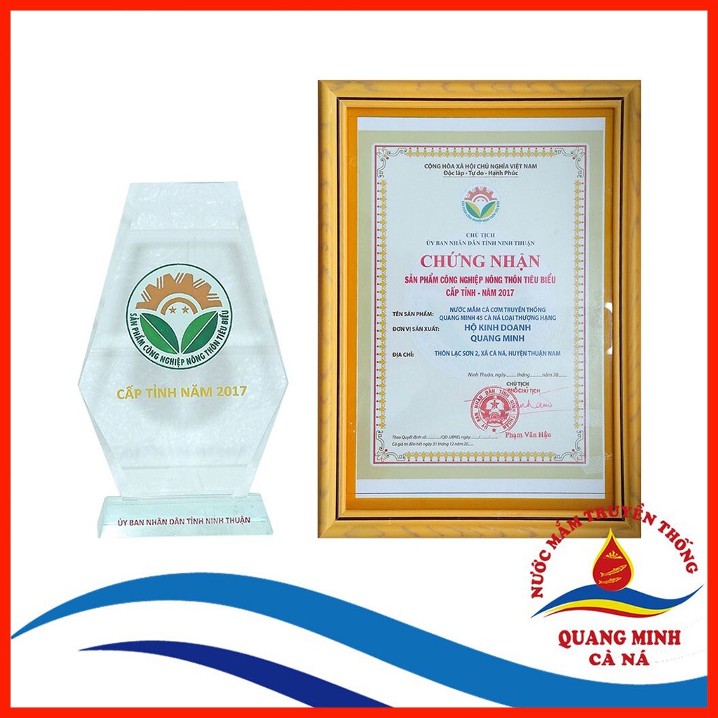 Nước mắm Quang Minh Cà Ná| Loại thượng hạng 45| thùng 6 chai 500ml| Thơm ngon tinh khiết
