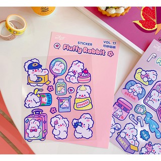 Sticker cute thỏ dễ thương Fluffy Rabbit