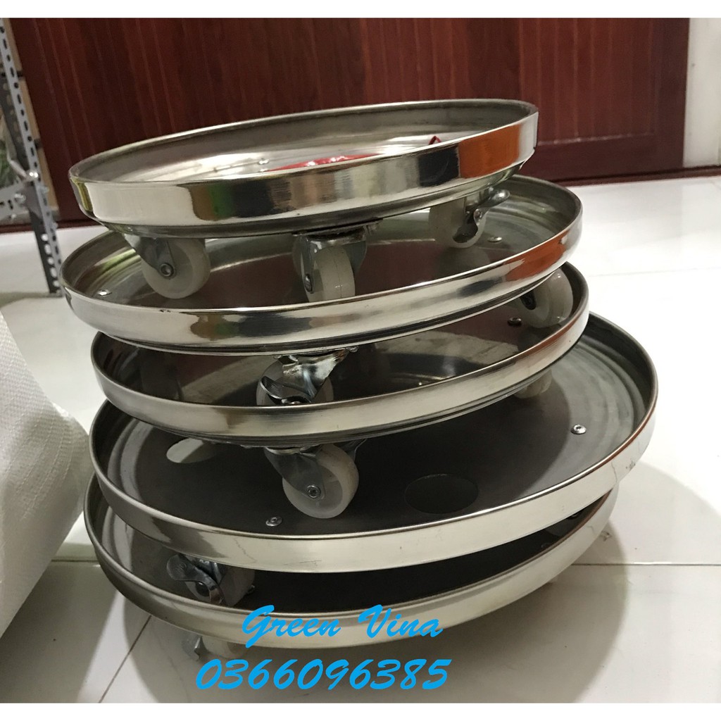 Đế đỡ chậu hoa chất liệu inox có bánh xe tiện dụng