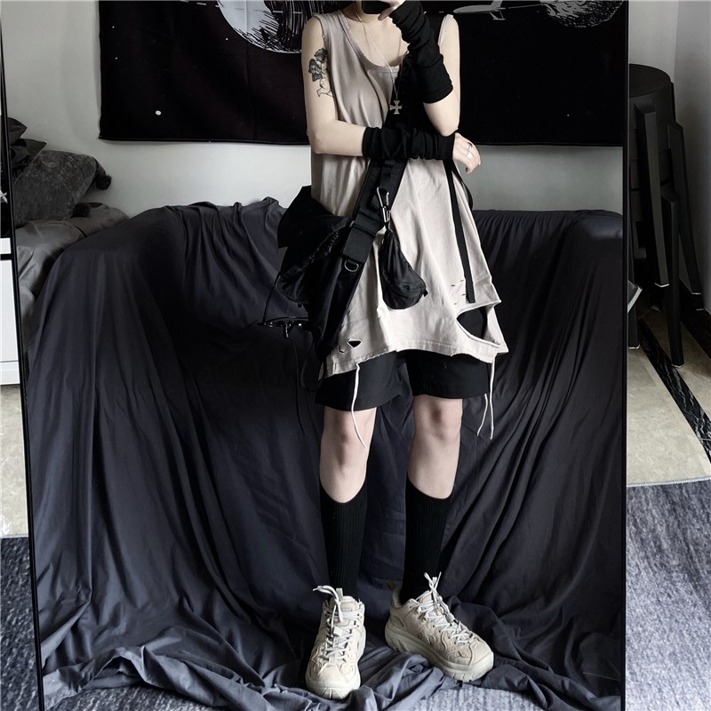 (SẴN) Áo tanktop ba lỗ ulzzang UNISEX rách 2020 dùng mặc lót KÈM ẢNH THẬT CUỐI