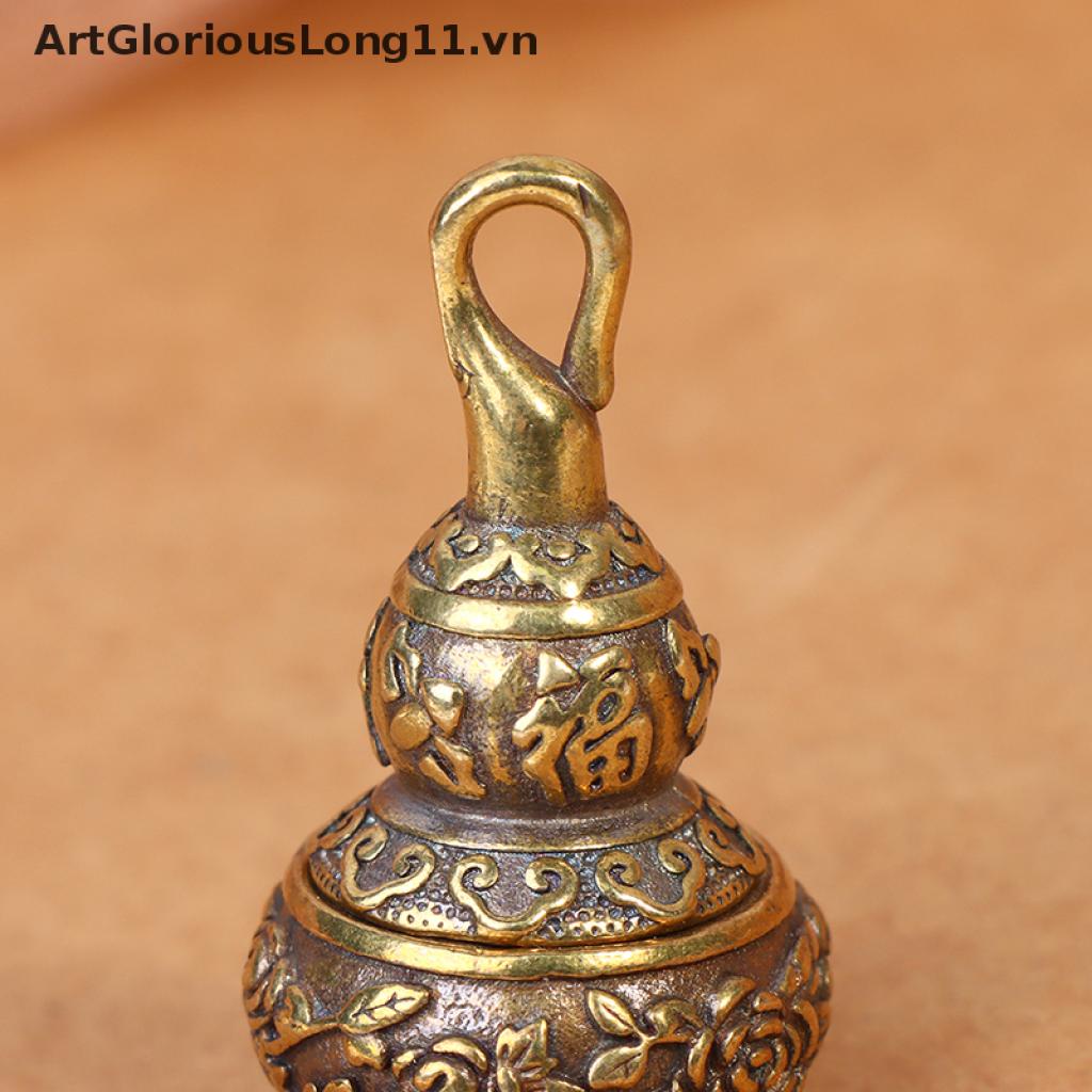 [Artgeriouslong] Hộp Đựng Thuốc Hình Hồ Lô Bằng Đồng Thau Hoa Sen May Mắn Có Móc Khóa May Mắn