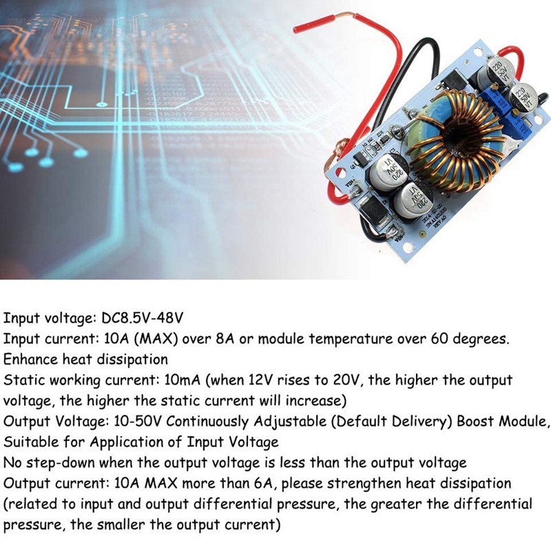 500W 10A High Power Boost Constant Voltage Constant Current Car Laptop Power Supply Led Boost Driver ule