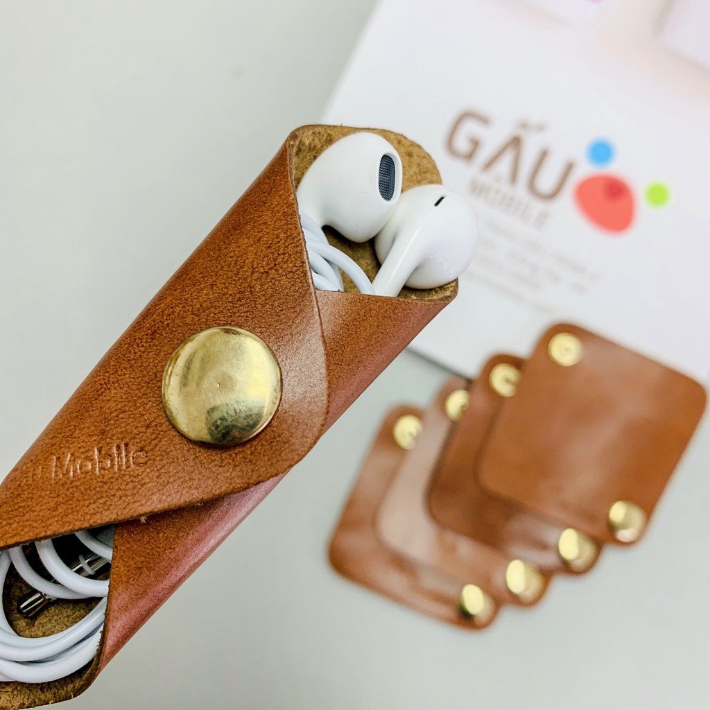 Bao da cuốn bảo vệ dây sạc