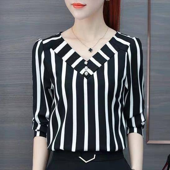 Áo Sơ Mi Nữ Tay Ngắn Sọc Plus Size