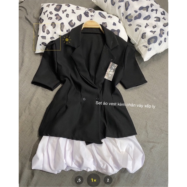 [Ảnh thật/Video] Set vest kèm chân váy bí lịch sự, sản xuất tại xưởng rẻ gấp 4 lần thị trường