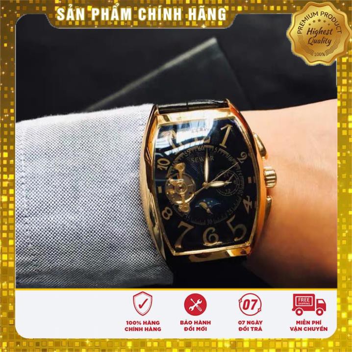 Đồng Hồ Cơ Nam Automatic Chính Hãng SEWOR Dây Da Mặt Vuông Sang Trọng Đẳng Cấp