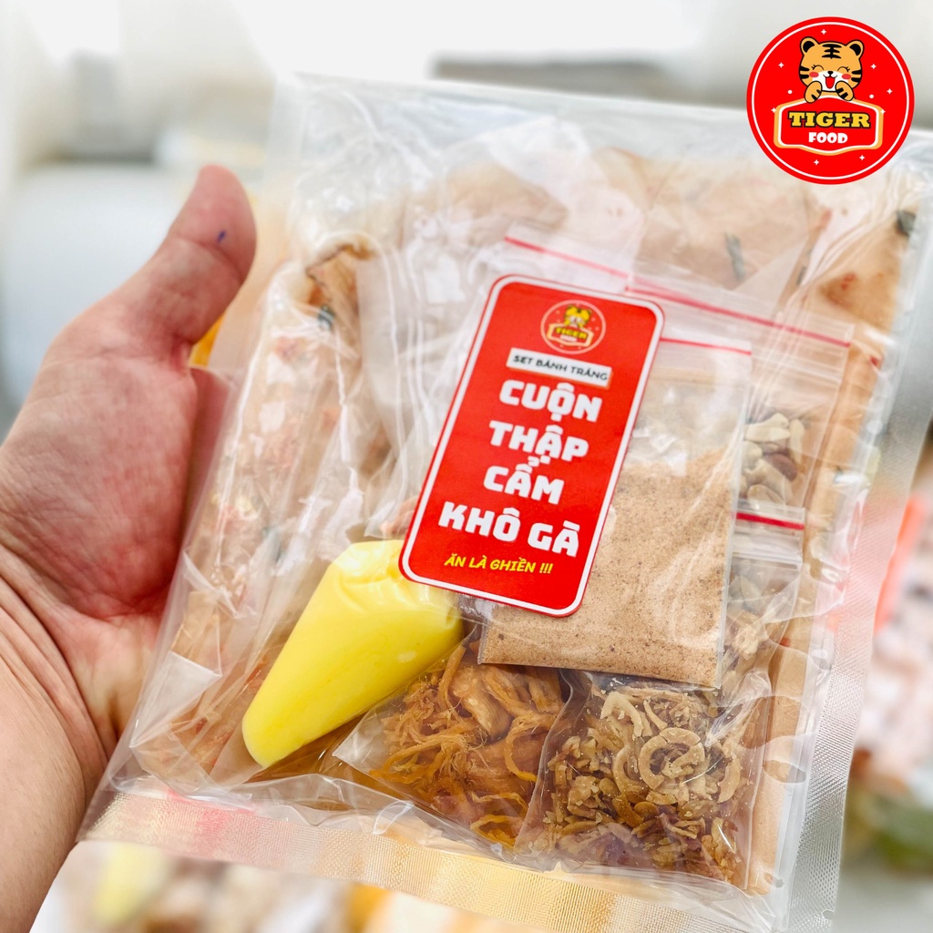 COMBO 3 set bánh tráng dẻo tôm lục vị TIGER FOOD Bánh tráng dẻo full topping 7 món siêu ngon - Đặc sản Tây Ninh