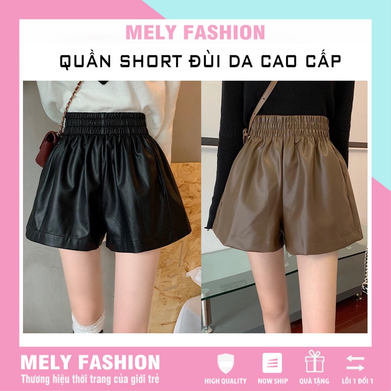 Quần short đùi da nữ cạp cao bản to ống rộng cao cấp LOẠI 1 không xước không nổ da phong cách trẻ trung năng động QS07