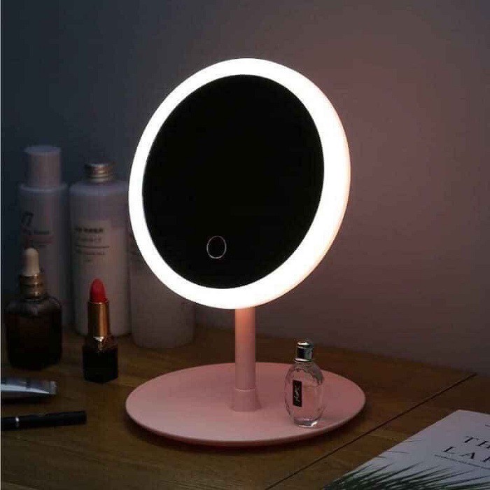 Gương đèn Led tròn trang điểm để bàn