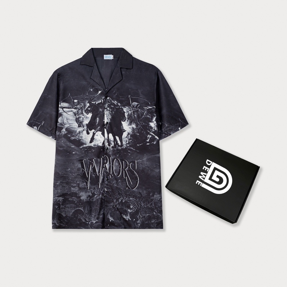 Áo sơ mi ngắn tay Dewens, vải lụa chéo nhập khẩu chống nhắn thoáng mát, hoạ tiết WARRIORS - Dewens Cuban Shirt