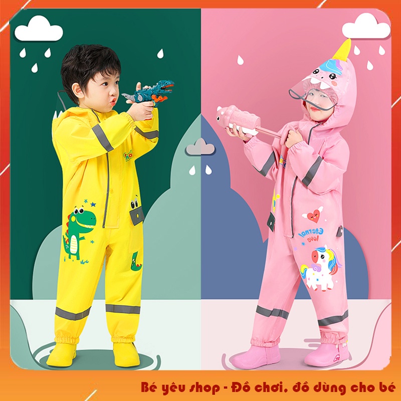 Áo Mưa Body Smally Cao Cấp Cho Bé Gái Và Bé Trai Hình Pony Hồng và Khủng Long Vàng Dễ Thương