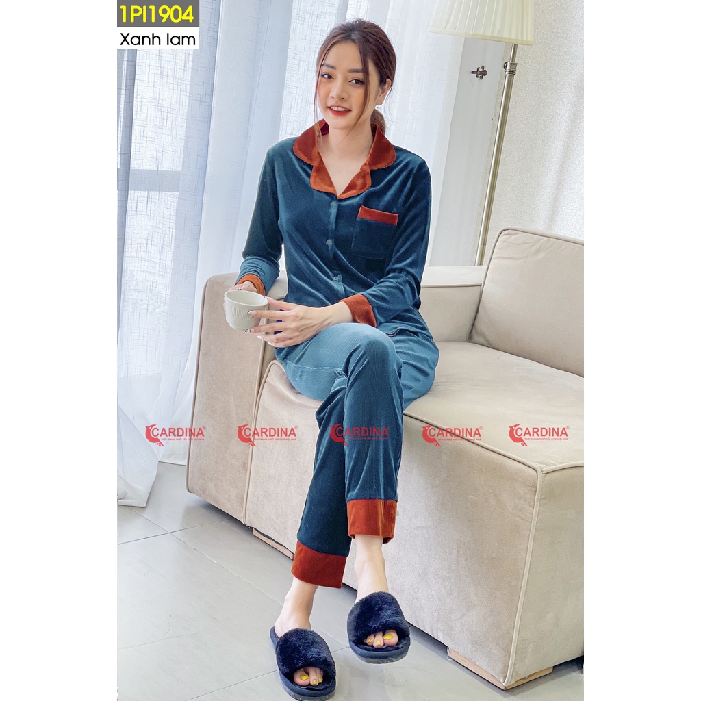 Bộ pijama nữ CARDINA cao cấp vải nhung tăm kiểu dáng thanh lịch, màu sắc hiện đại sang trọng