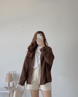 Áo khoác nỉ len cổ V