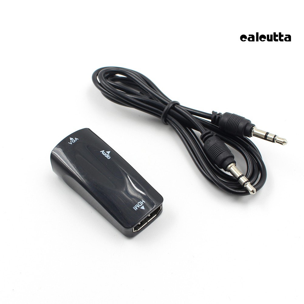 【Ready stock】HDMI Female to VGA Female Adapter with 3.5mm AUX Audio Converter for TV Stick PC