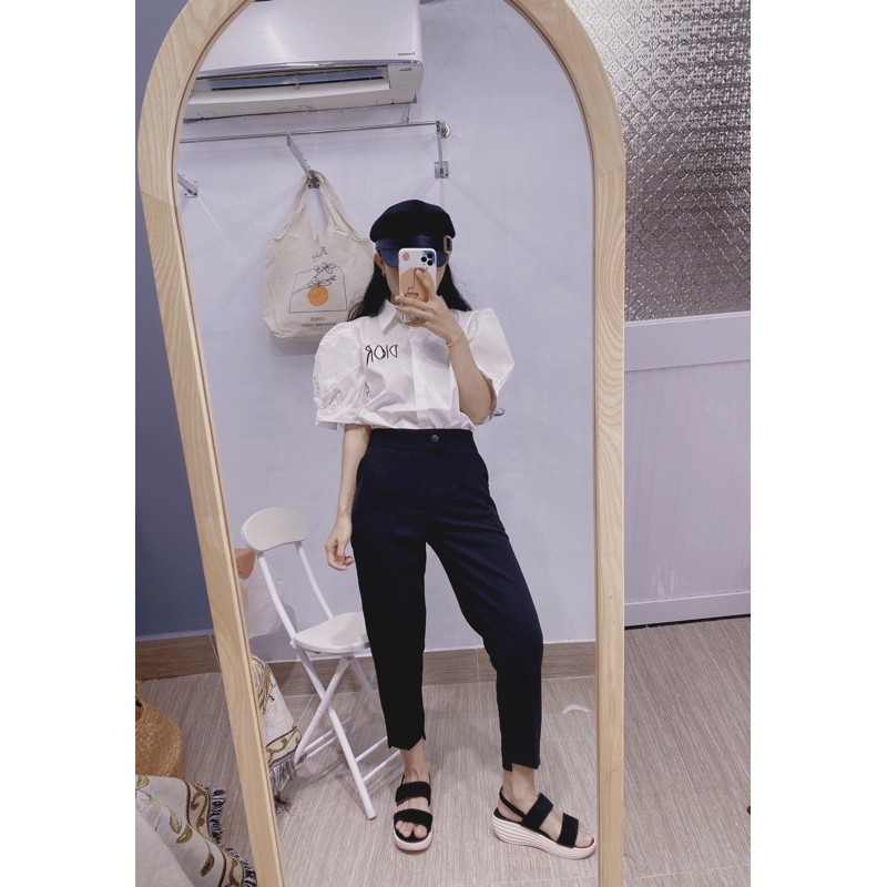 Quần tây dáng baggy cúc bấm lai lệch | BigBuy360 - bigbuy360.vn