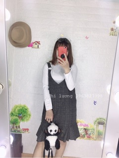 Set yếm áo kẻ đuôi cá