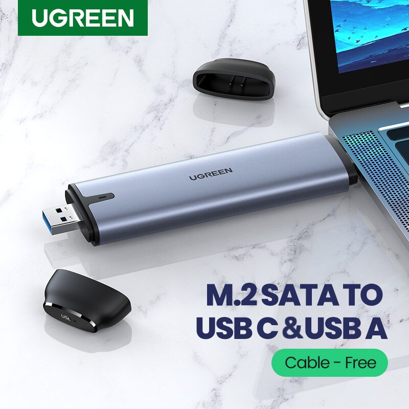 Hộp đựng ổ cứng M.2 NVME/PCIe-10Gbps UGREEN CM353 70532 CHính Hãng (2 Chân cắm USB3.1 và Type C Gen 2)