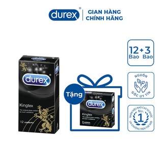 Bộ sản phẩm durex: 1 hộp bao cao su durex kingtex 12 cái tặng 1 hộp nhỏ bao cao su durex kingtex 3 cái