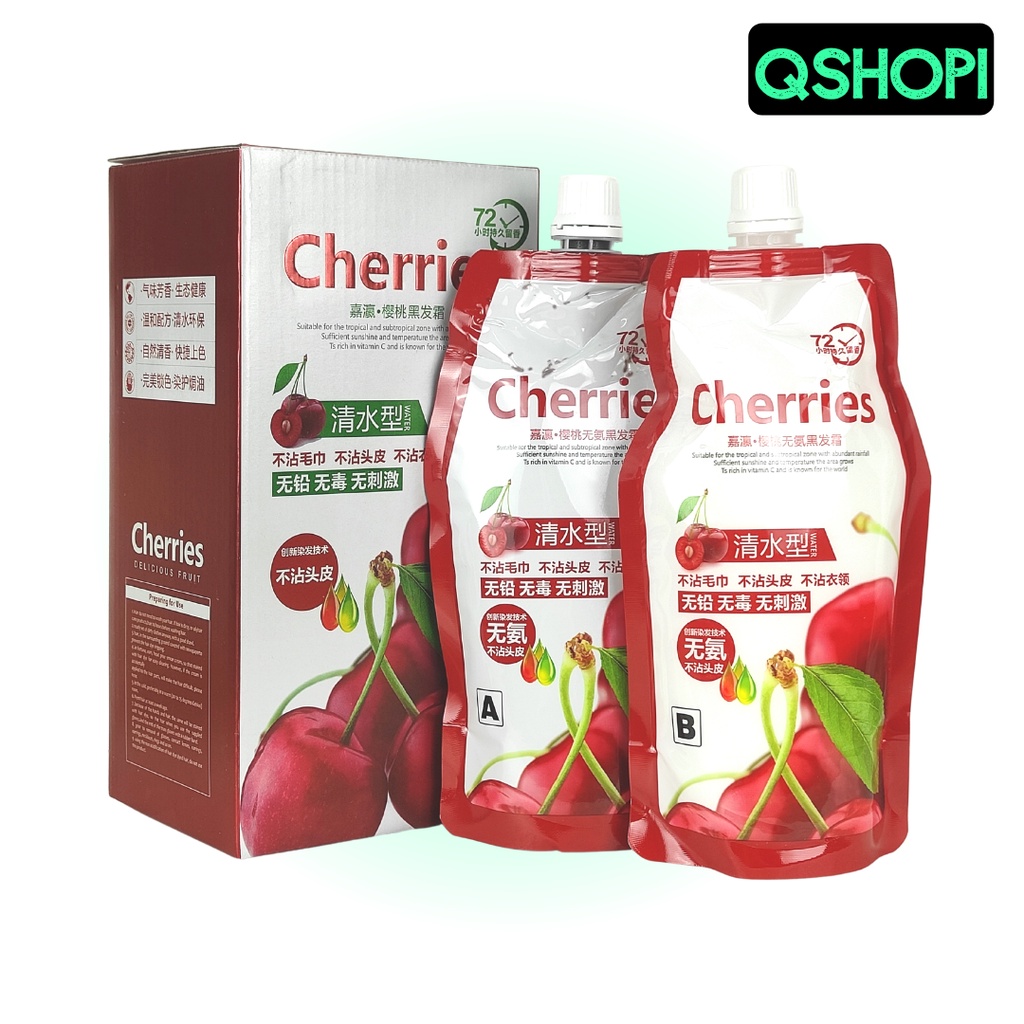 Thuốc nhuộm đen phủ bạc maca bơ cherry loại 500ml*2
