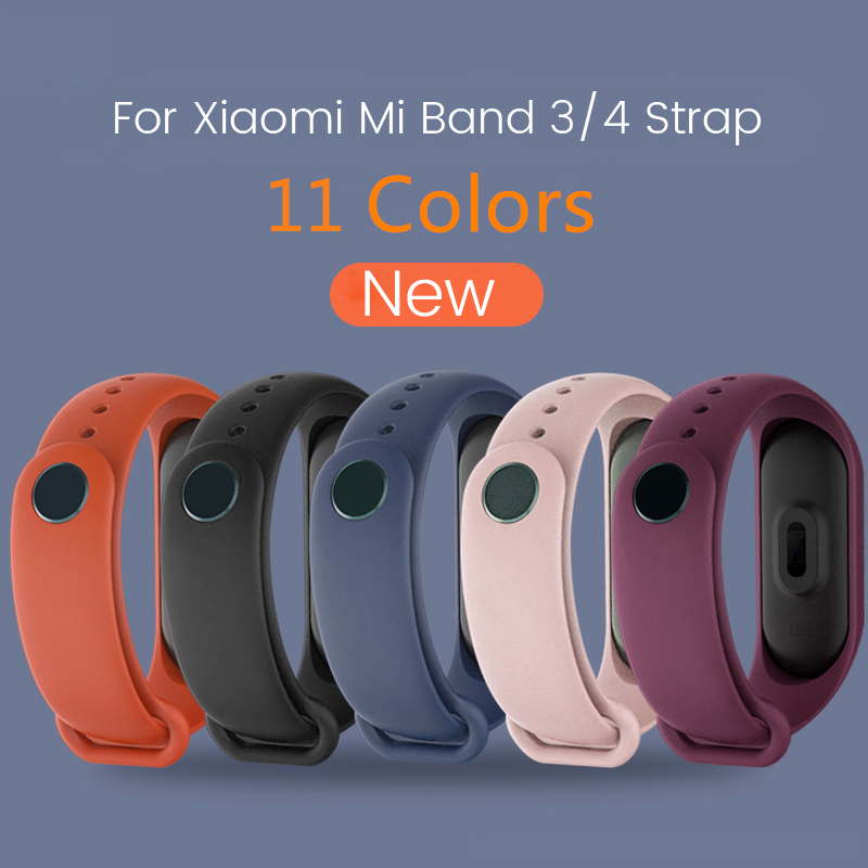 Dây đeo thay thế chất liệu silicon màu trơn cho Xiaomi Mi Band 5 4 3 4 MiBand 5 4 3