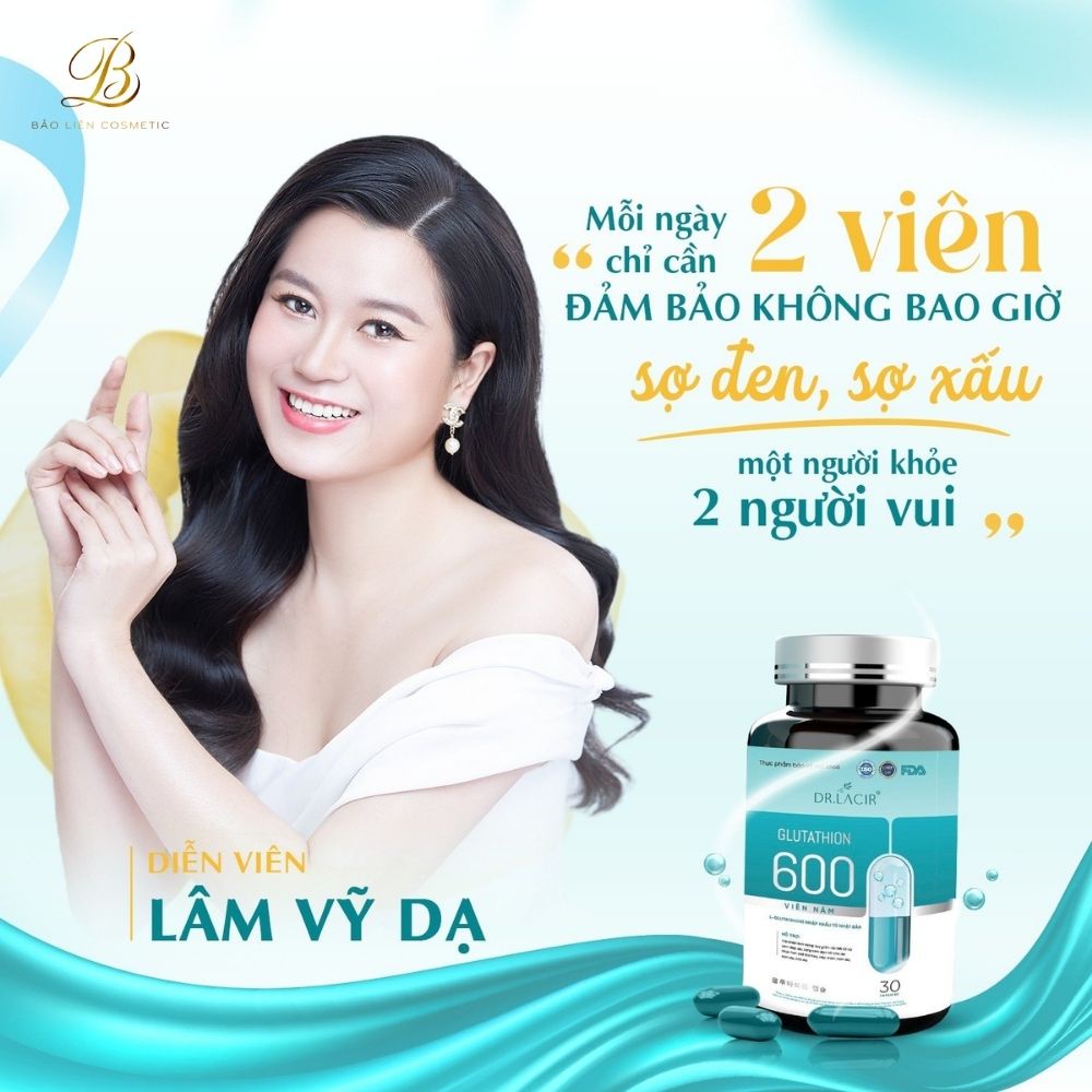Viên uống trắng da Glutathione 600 Dr Lacir, viên uống đẹp da cân bằng nội tiết tố nữ