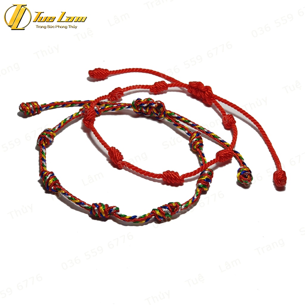 Vòng tay chỉ may mắn bện bảy nút thắt kiểu tây tạng mang lại bình an - Tuệ Lâm