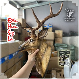 Tượng Đầu Hươu Trang Trí Tường Cao Cấp [Size53 x 28 x 58], Tượng Phong Thủy, Quà Tặng