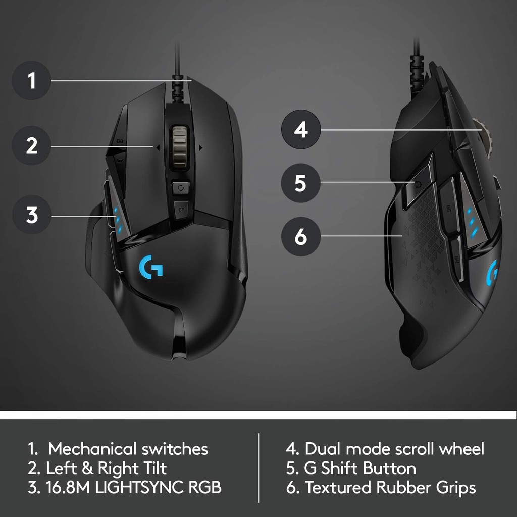Chuột Gaming Logitech G502 12000DPI, 11 NúT BấM