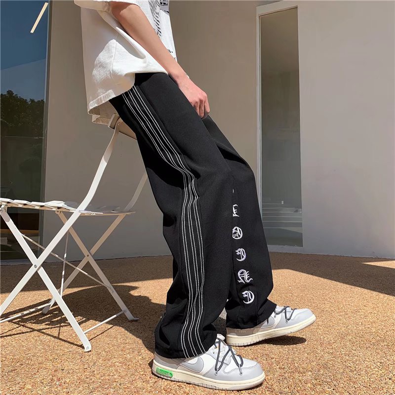 Quần Dài Dáng Rộng Kẻ Sọc Bên Hông Phong Cách Hip Hop Có Size M-2XL Dành Cho Nam Giới
