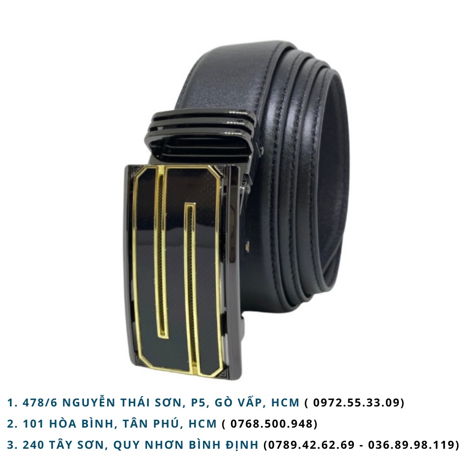 Thắt lưng nam da thật - Dây lưng thời trang trẻ trung khóa cài tự động, đa dạng mẫu khóa cao cấp Mã DN-Đen