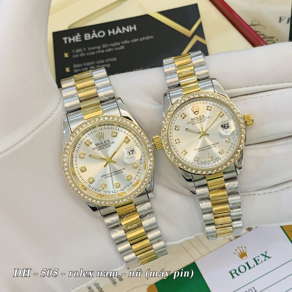 [Video thật] Đồng hồ nam nữ Rolex - unisex viền đá dây kim loại chống nước - DH505 Shop133