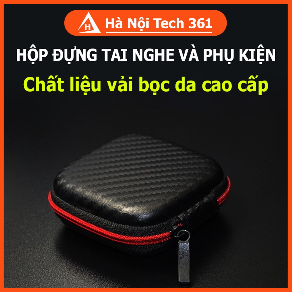 Hộp đựng tai nghe điện thoại thiết kế 2 ngăn nhỏ gọn, chất liệu da cao cấp