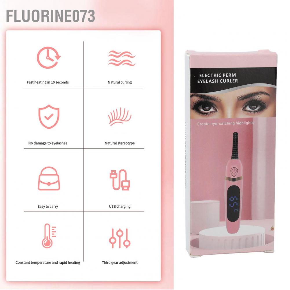 Fluorine073 Dụng cụ làm xoăn mi có nhiệt độ dài Dụng cụ làm xoăn mi có thể sạc lại 3 Đèn LED có thể điều chỉnh nhiệt độ