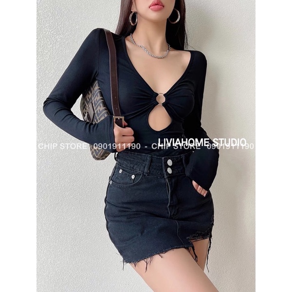 ÁO BODYSUIT CUT OUT XUẤT ÂU LẠ MẮT HOT INS