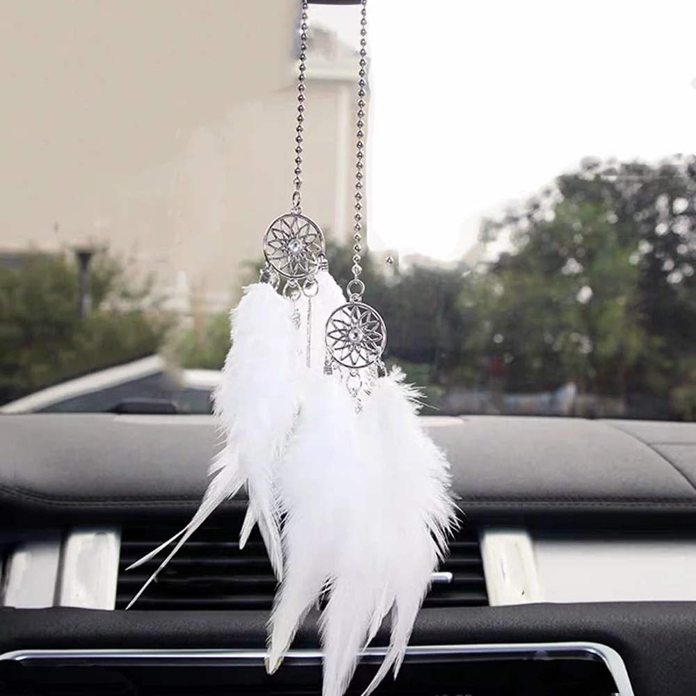 Dreamcatcher Mini Đính Lông Vũ Treo Trang Trí Xe Hơi/Gương Chiếu Hậu Nhiều Màu Sắc | BigBuy360 - bigbuy360.vn