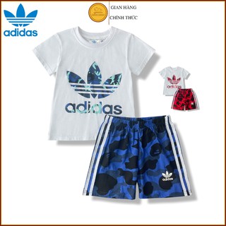 [XẢ HÀNG XUẤT DƯ] Bộ Adidas 3 lá logo to in 3D bé trai bé gái Bộ thể thao cotton size đại chất liệu an toàn cho bé