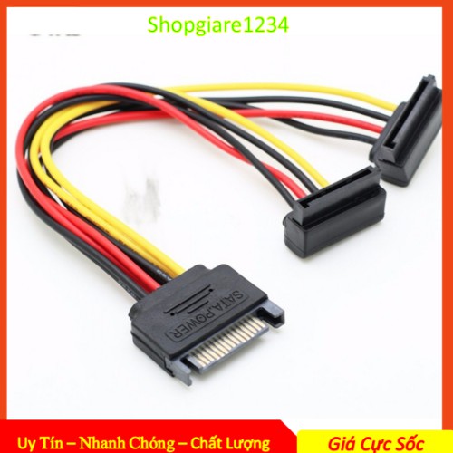 Cáp Chia Nguồn SATA 1 Thành 2 - Dây Nguồn SATA 1 ra 2 Cong Bẻ Góc Trái 20Cm - Cáp nguồn SATA chữ Y cho HDD/SSD/DVD-R