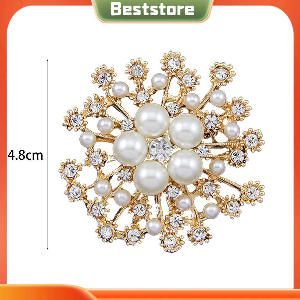 Ghim cài áo hình hoa đính ngọc trai giả xinh xắn