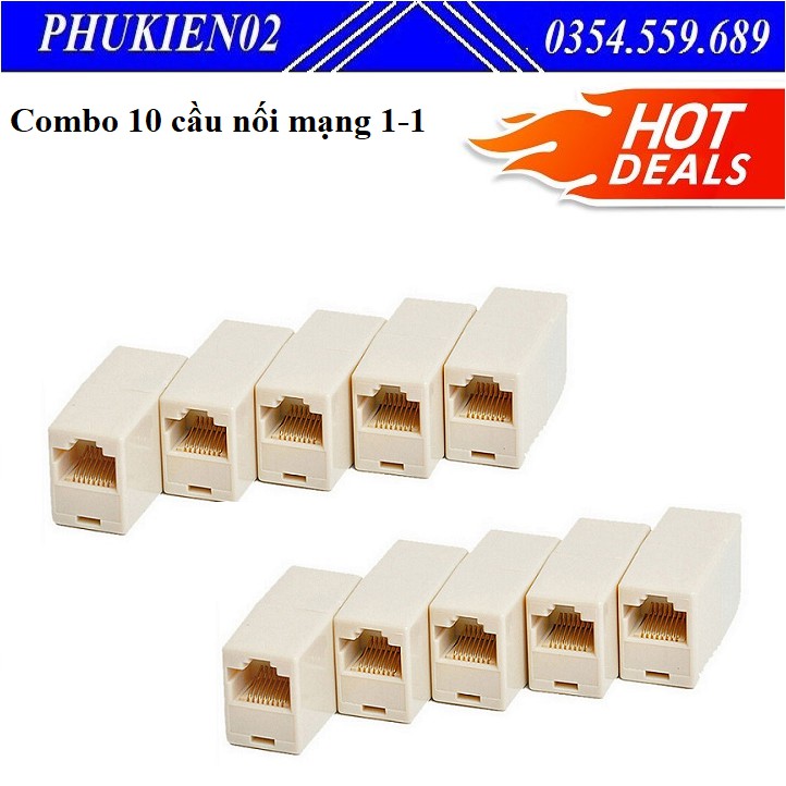 Combo 10 Cầu nối mạng 1-1 trắng - Đầu nối mạng RJ45, Cầu nối mạng RJ45 nhỏ gọn, tiện dụng và rất chính xác