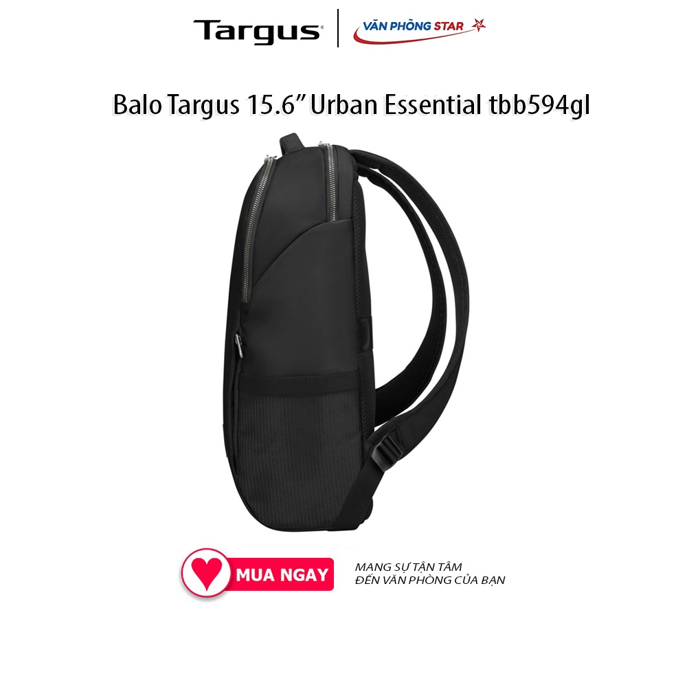 Balo Targus 15.6” Urban Essential tbb594gl chống nước chất liệu vải Polyester chính hãng bảo hành 12 tháng